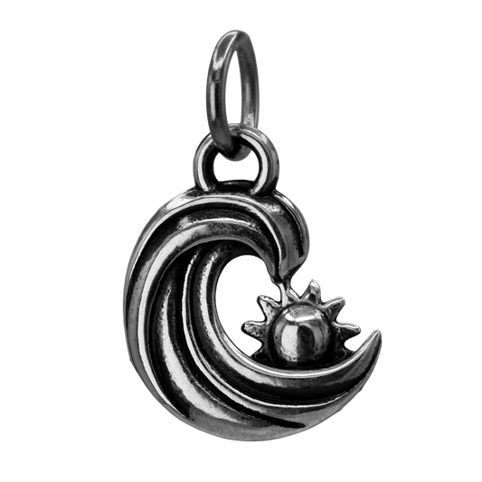 Sterling Silver Wave and Summer Sun Charm