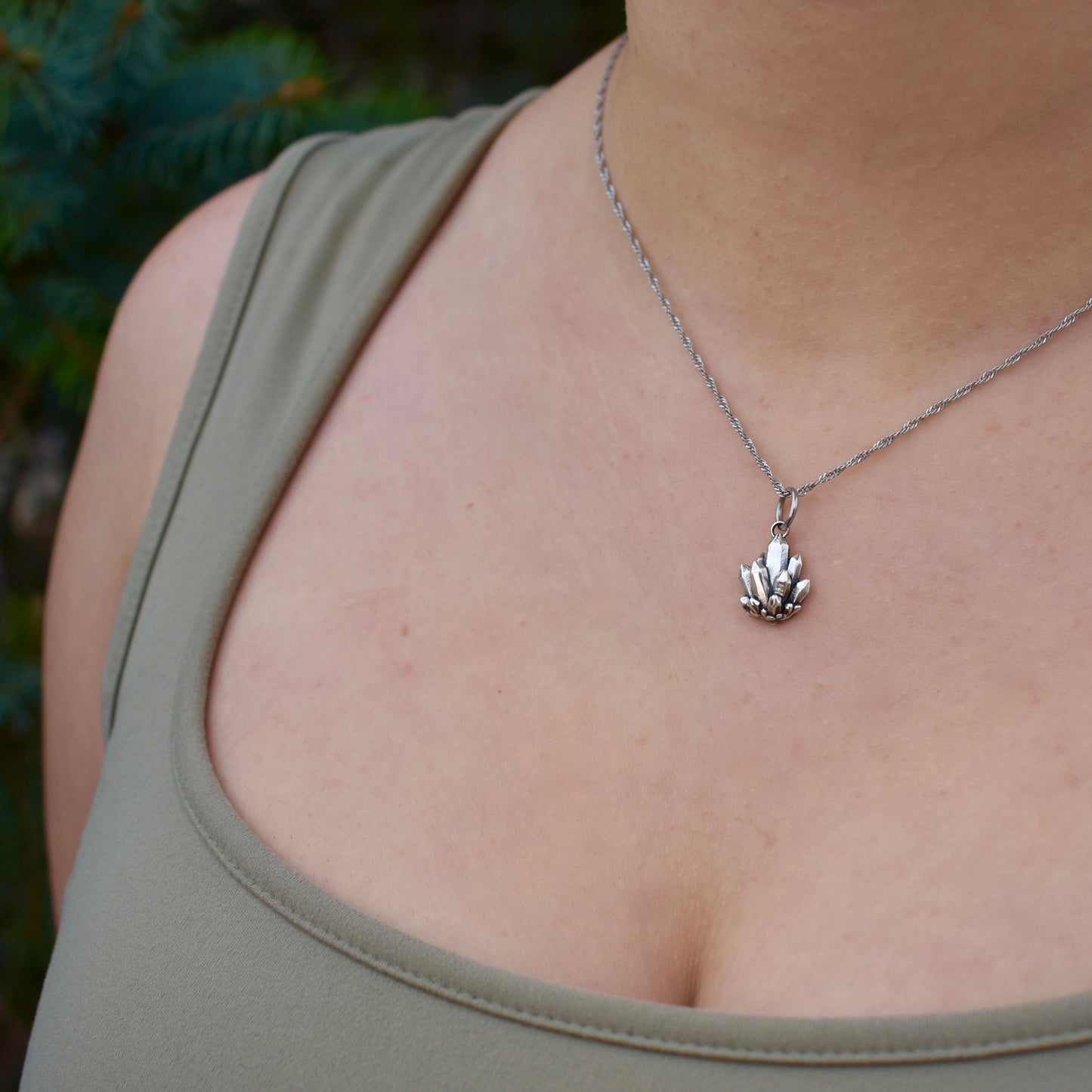 Sterling Silver Crystal Cluster Charm