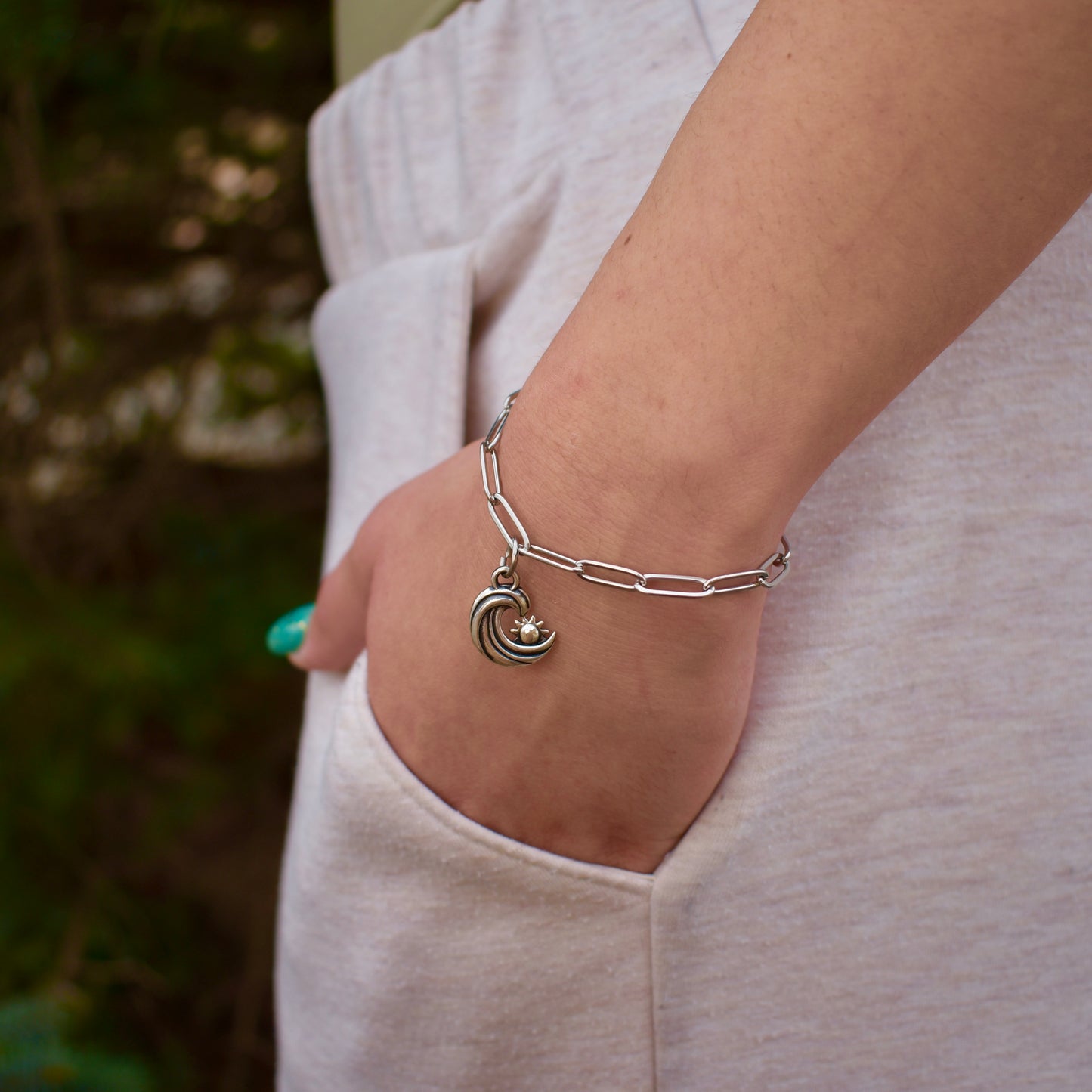 Sterling Silver Wave and Summer Sun Charm
