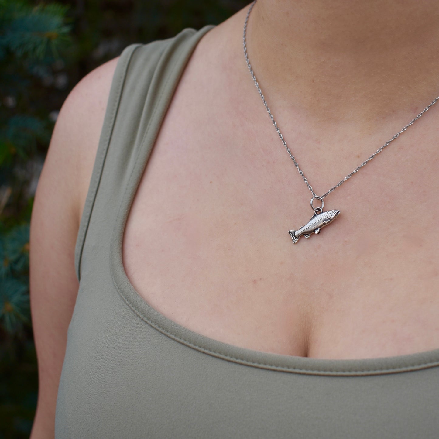 Sterling Silver Mountain Trout Charm