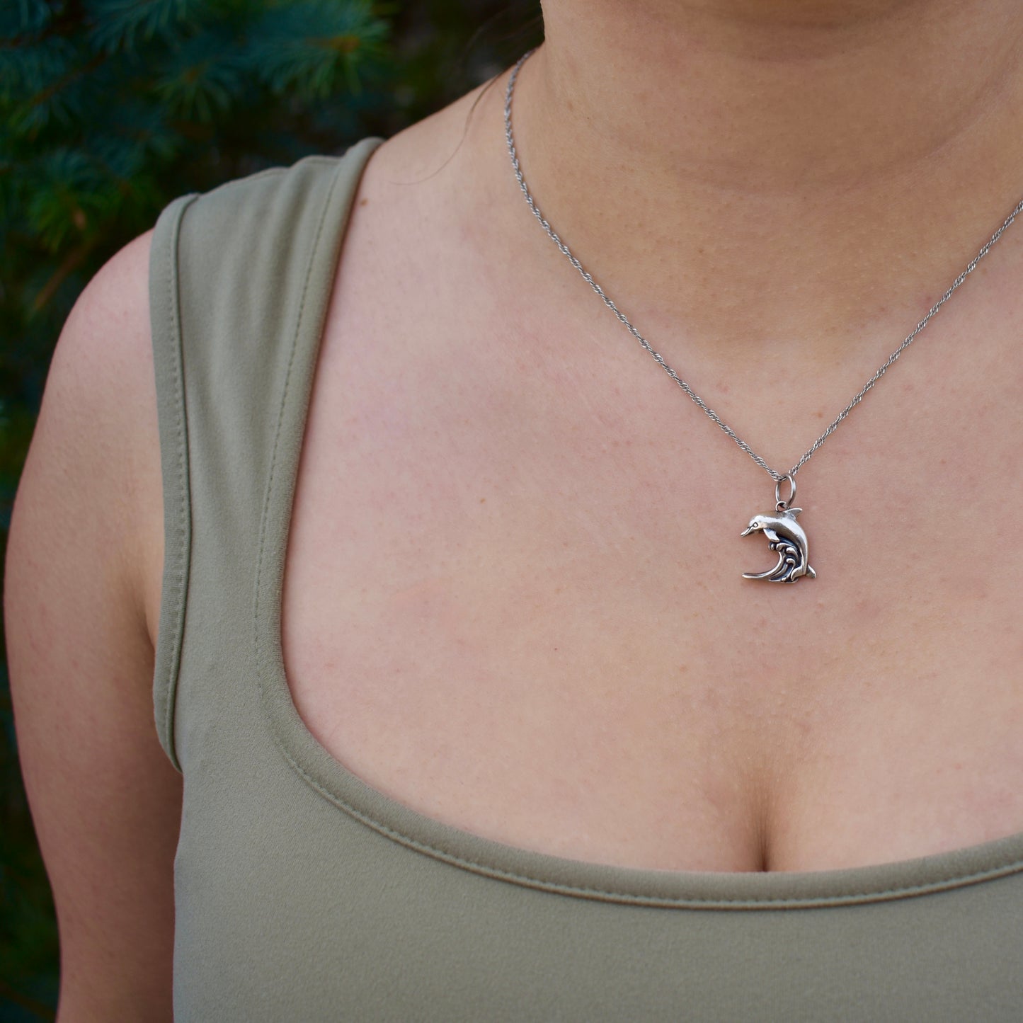 Sterling Silver Diving Dolphin Charm