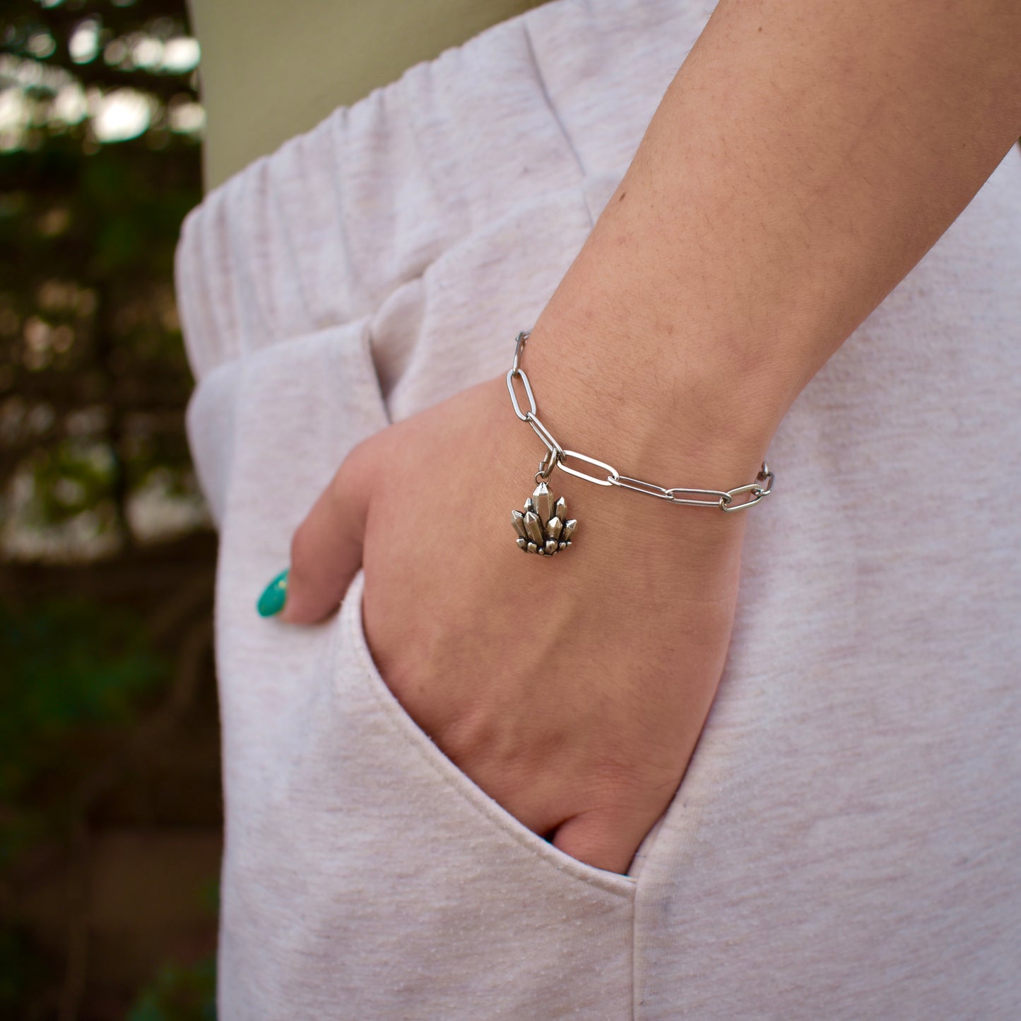 Sterling Silver Crystal Cluster Charm
