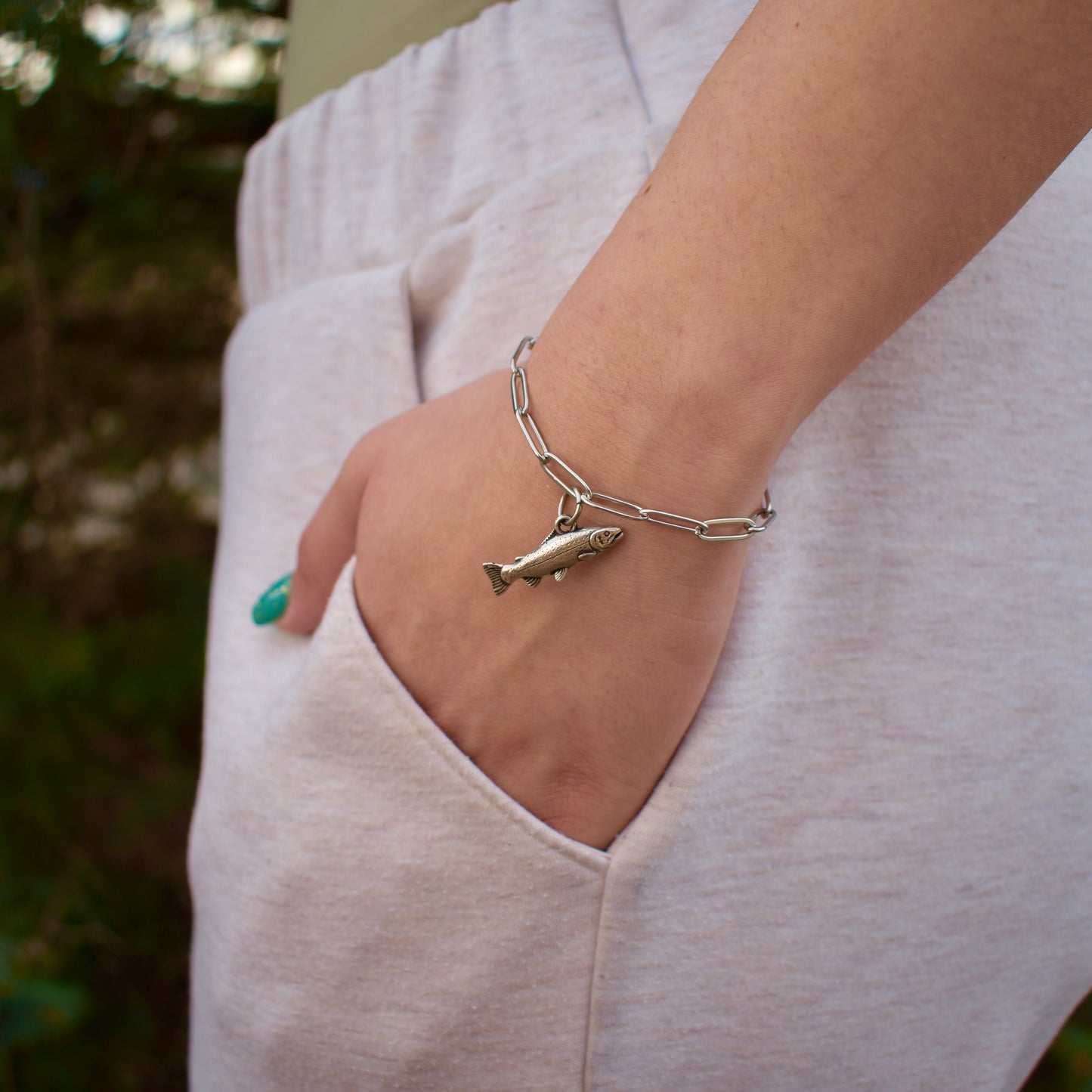 Sterling Silver Mountain Trout Charm
