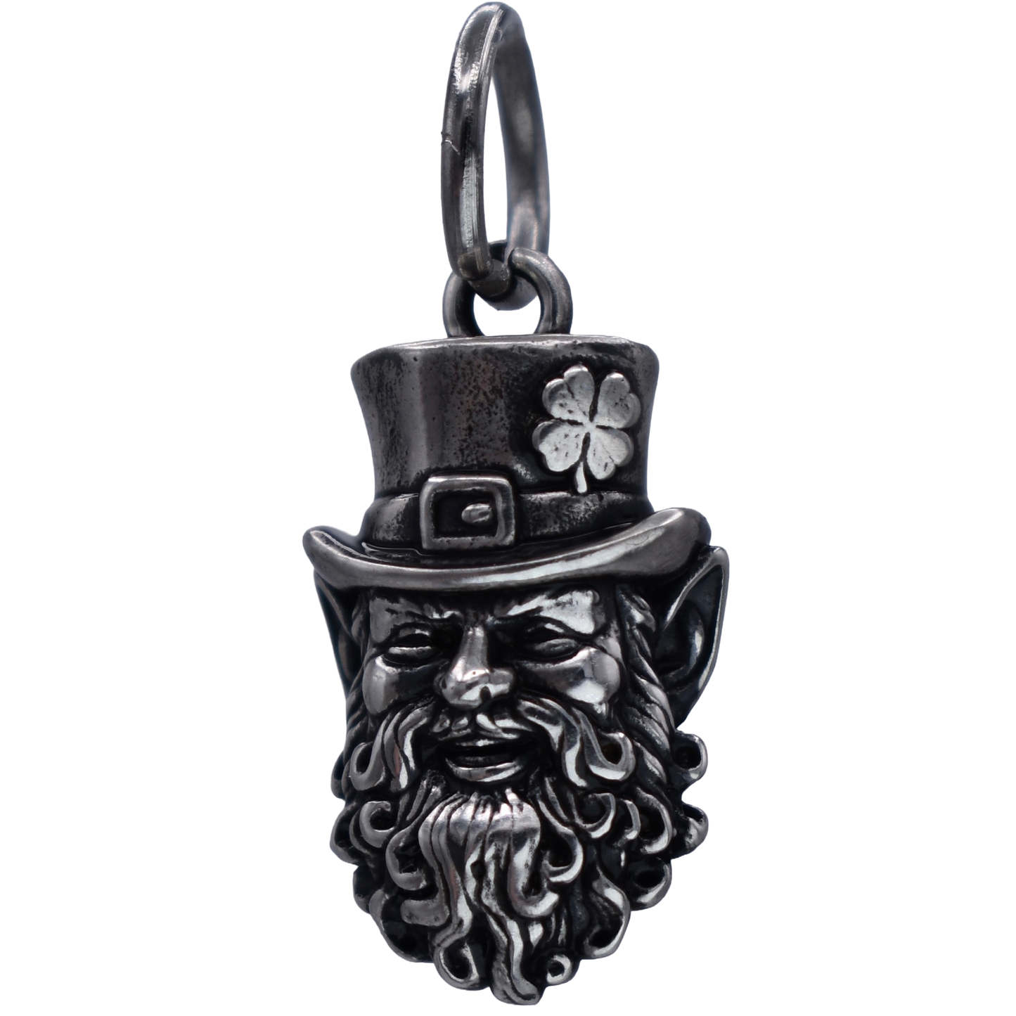 A smiling Irish leprechaun Charm - Handcrafted .925 Sterling Silver Pendant for Bracelets and earrings by The Colorado Charm Company - side view