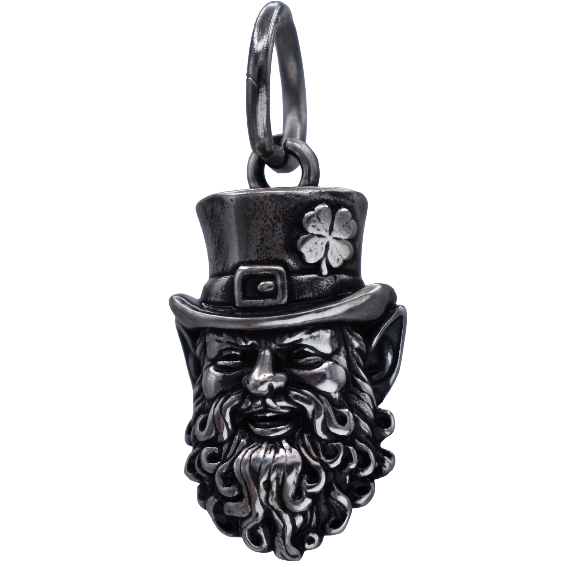 A smiling Irish leprechaun Charm - Handcrafted .925 Sterling Silver Pendant for Bracelets and earrings by The Colorado Charm Company - side view