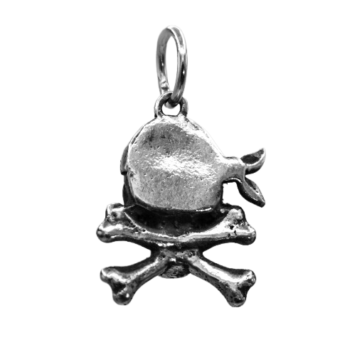 A Pirate Skull and Crossbones Jolly Roger Charm - Handcrafted .925 Sterling Silver Pendant for Bracelets and earrings by The Colorado Charm Company - Back view