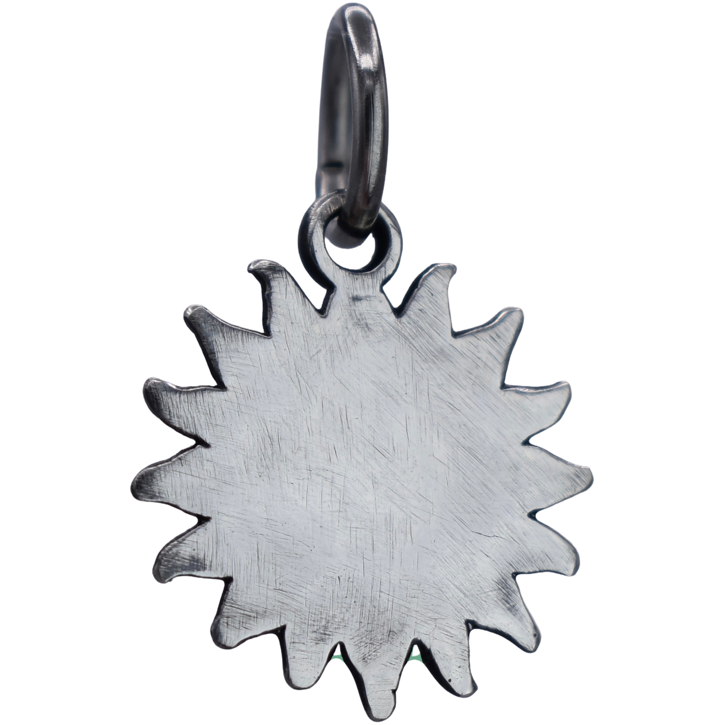 A smiling sun charm - Handcrafted .925 Sterling Silver Pendant for Bracelets and earrings by The Colorado Charm Company - back view
