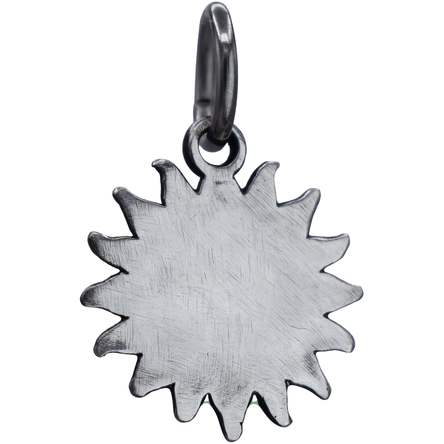 A smiling sun charm - Handcrafted .925 Sterling Silver Pendant for Bracelets and earrings by The Colorado Charm Company - back view