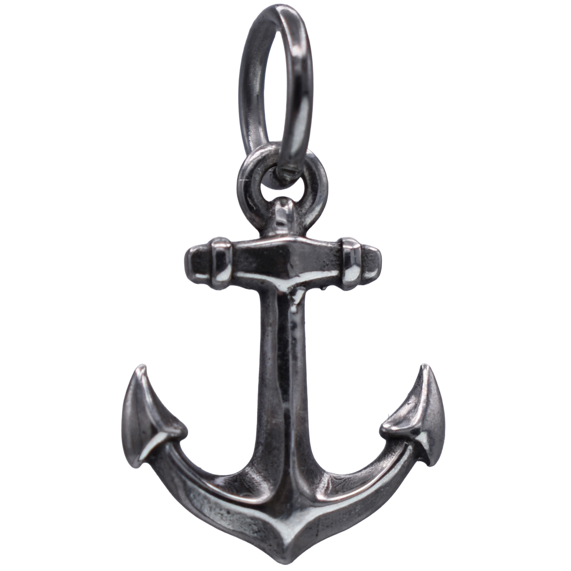 A Dainty Anchor Charm- Handcrafted .925 Sterling Silver Pendant for Bracelets and earrings by The Colorado Charm Company - Front View