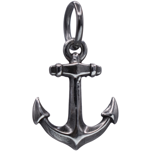 A Dainty Anchor Charm- Handcrafted .925 Sterling Silver Pendant for Bracelets and earrings by The Colorado Charm Company - Front View