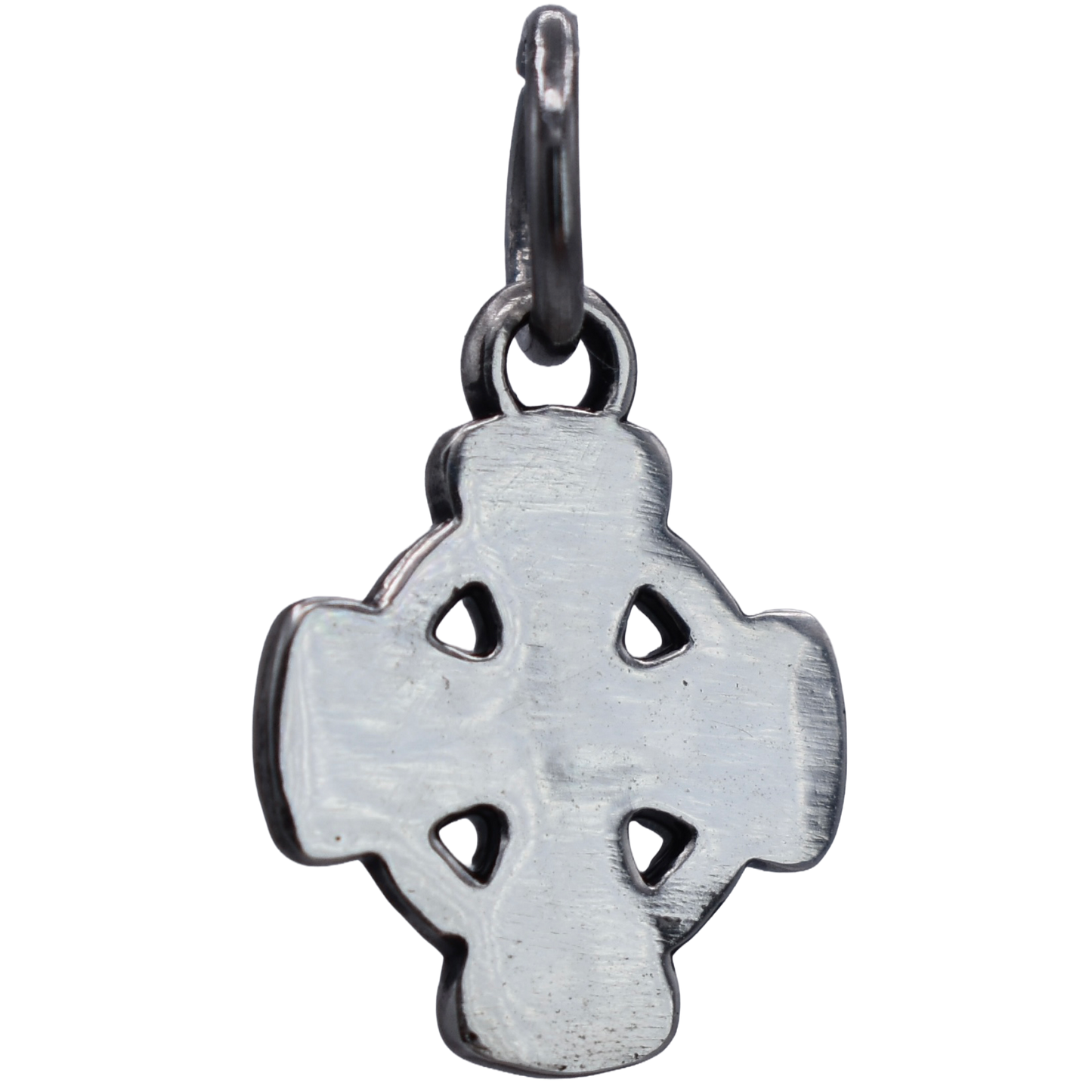 a Celtic Knot Trinity Cross Charm - Handcrafted .925 Sterling Silver Pendant for Bracelets and earrings by The Colorado Charm Company - back view