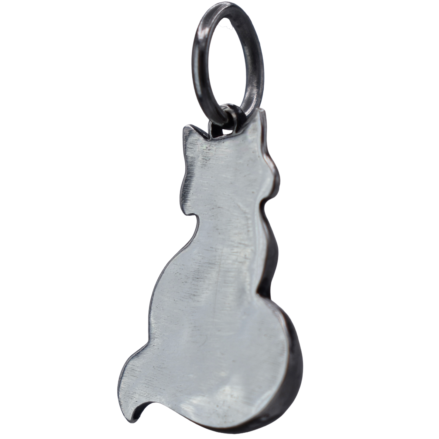 a resting fox Charm  - Handcrafted .925 Sterling Silver Pendant for Bracelets and earrings by The Colorado Charm Company - back view