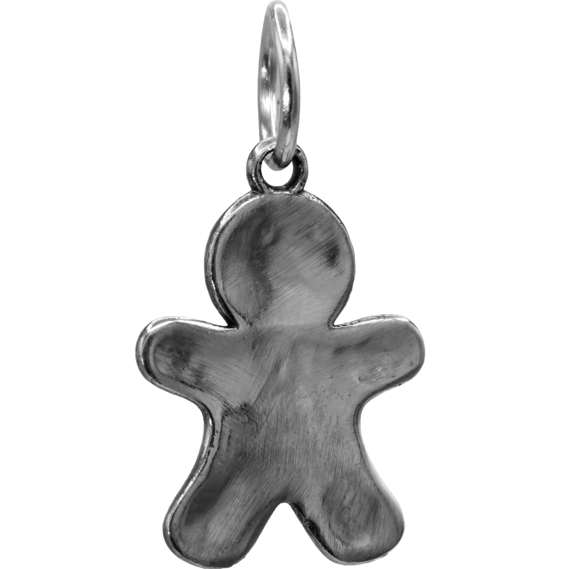 a classic gingerbread charm - Handcrafted .925 Sterling Silver Pendant for Bracelets and earrings by The Colorado Charm Company - back view