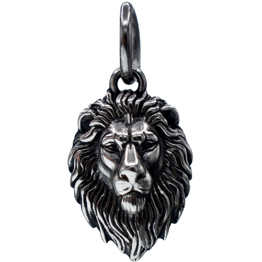 A Mighty African Lion Charm - Handcrafted .925 Sterling Silver Pendant for Bracelets and earrings by The Colorado Charm Company - Front View
