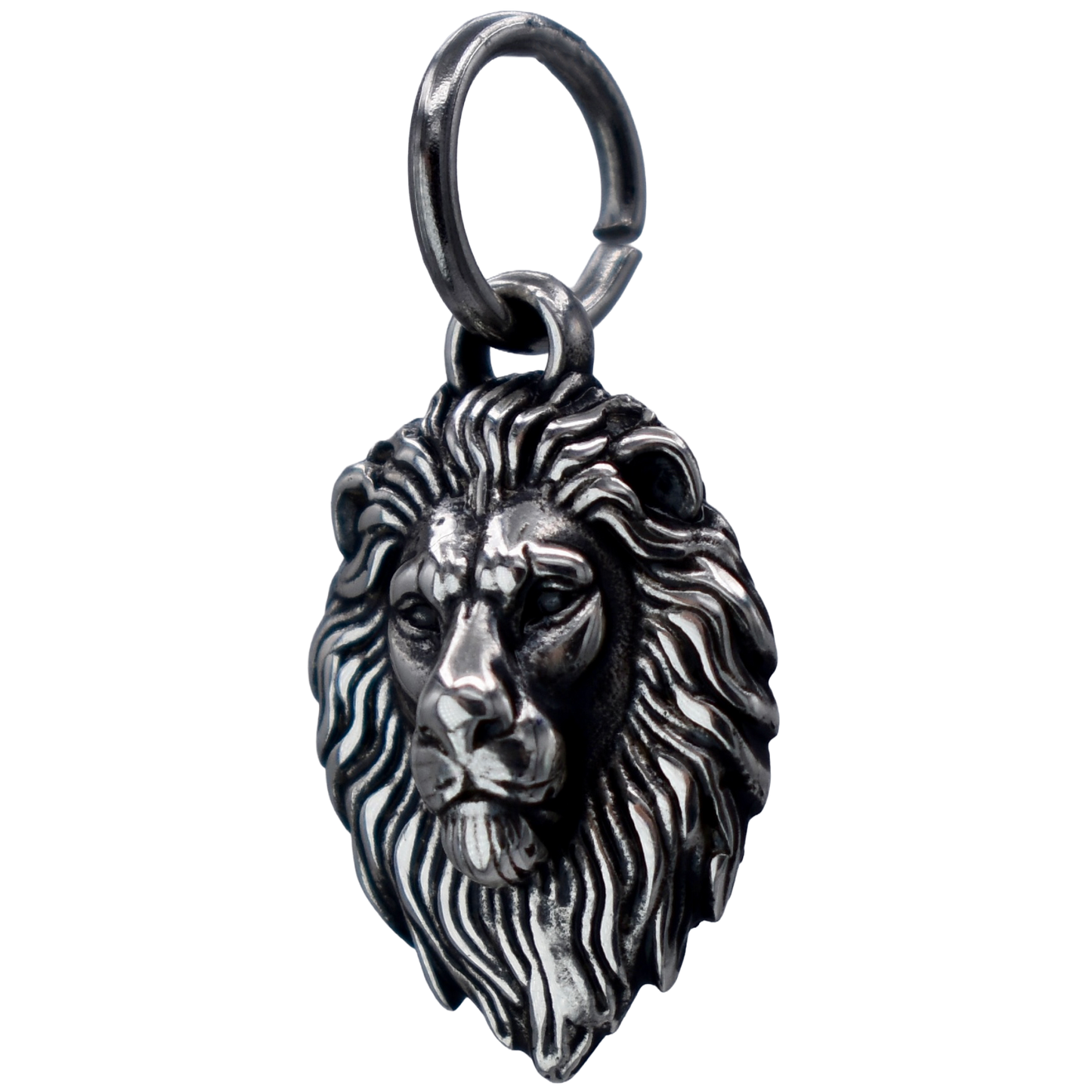 A Mighty African Lion Charm - Handcrafted .925 Sterling Silver Pendant for Bracelets and earrings by The Colorado Charm Company - side View