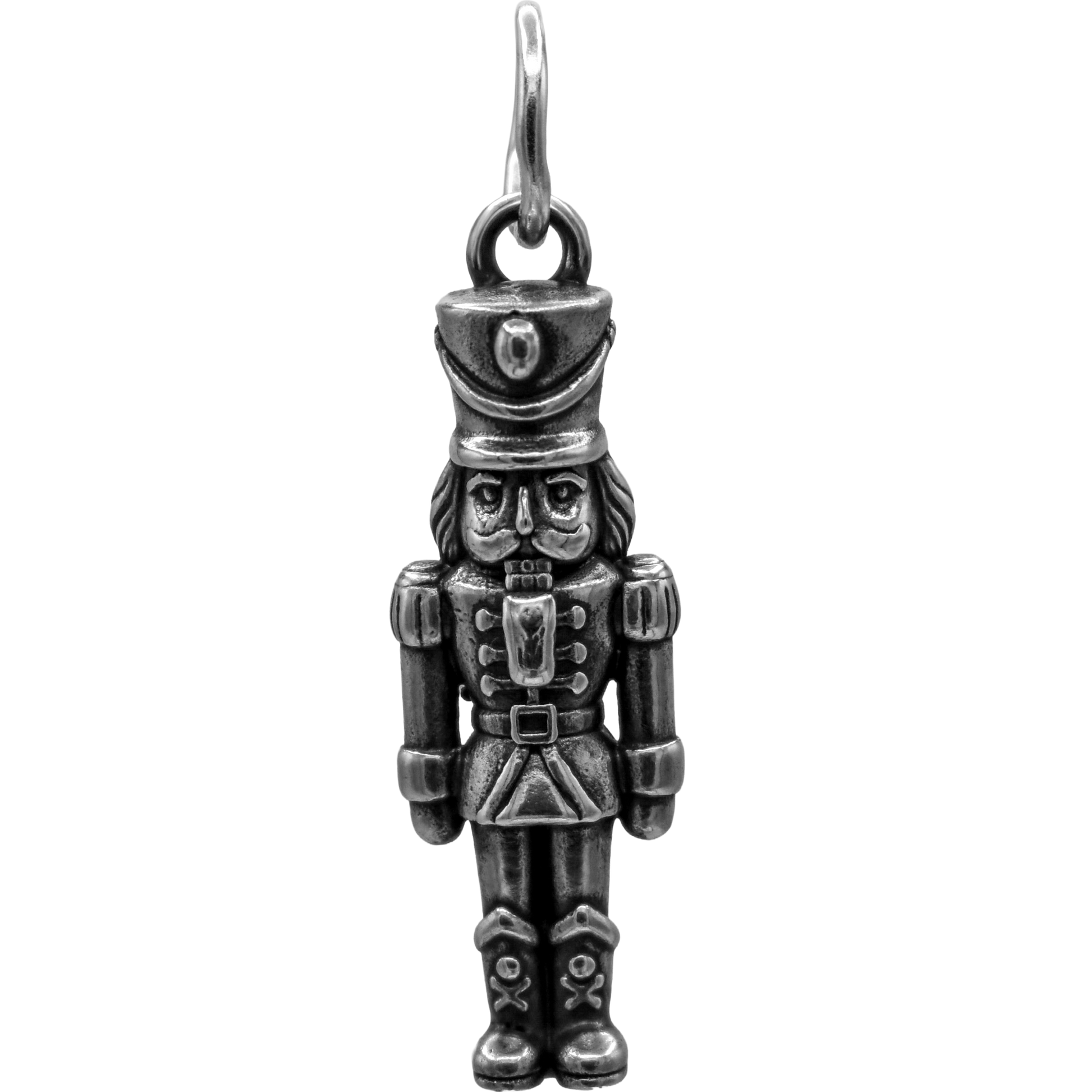 A Classic Nutcracker Charm - Handcrafted .925 Sterling Silver Pendant for Bracelets and earrings by The Colorado Charm Company - front view