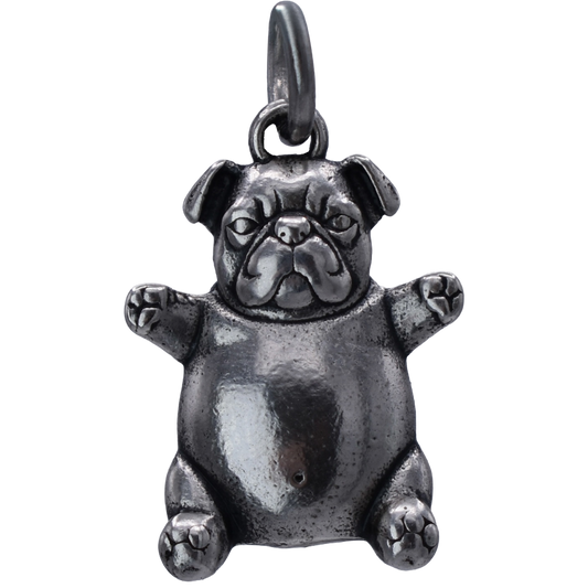 A Pibble Meme Charm - Handcrafted .925 Sterling Silver Pendant for Bracelets and earrings by The Colorado Charm Company - front view