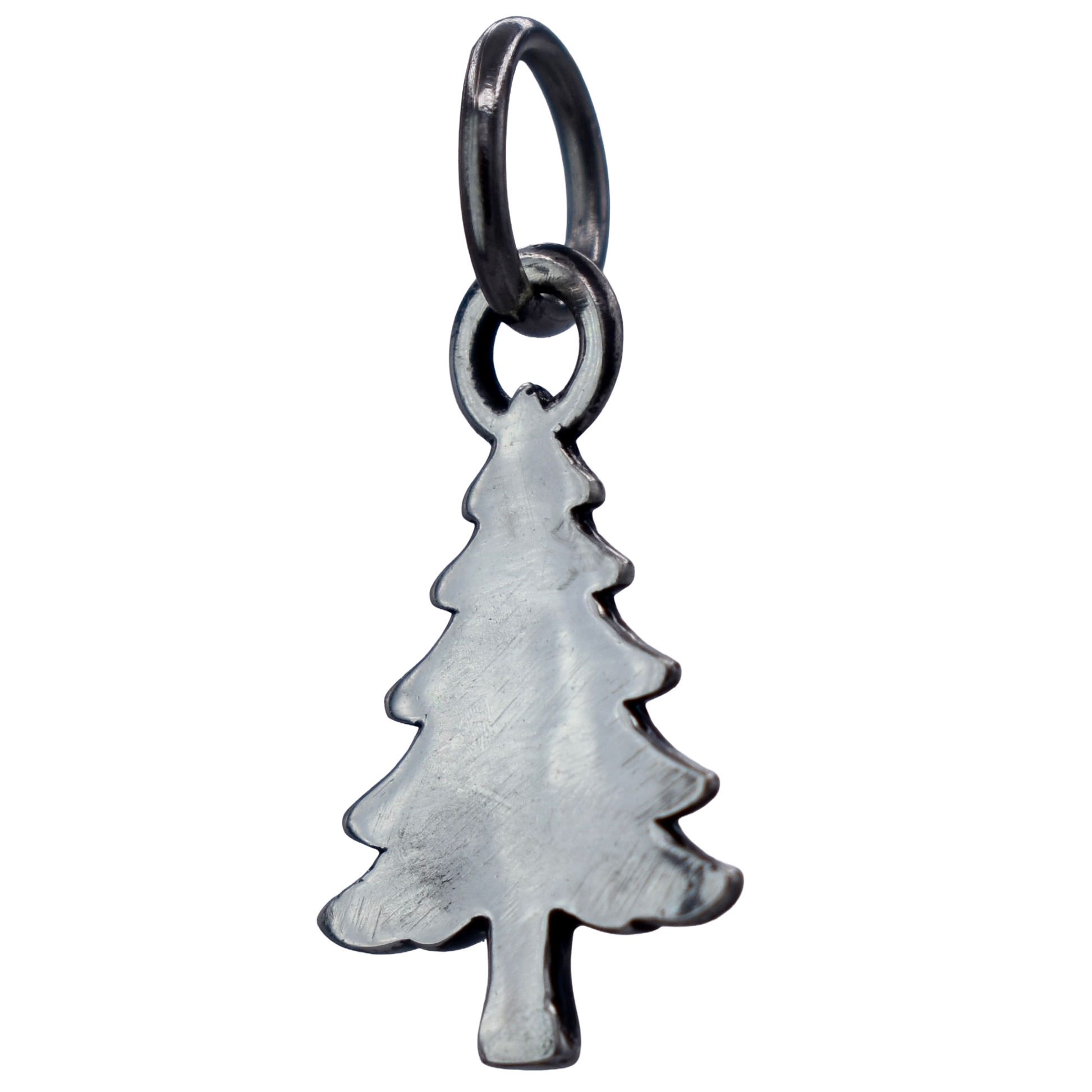 a pine tree charm - Handcrafted .925 Sterling Silver Pendant for Bracelets and earrings by The Colorado Charm Company - back view