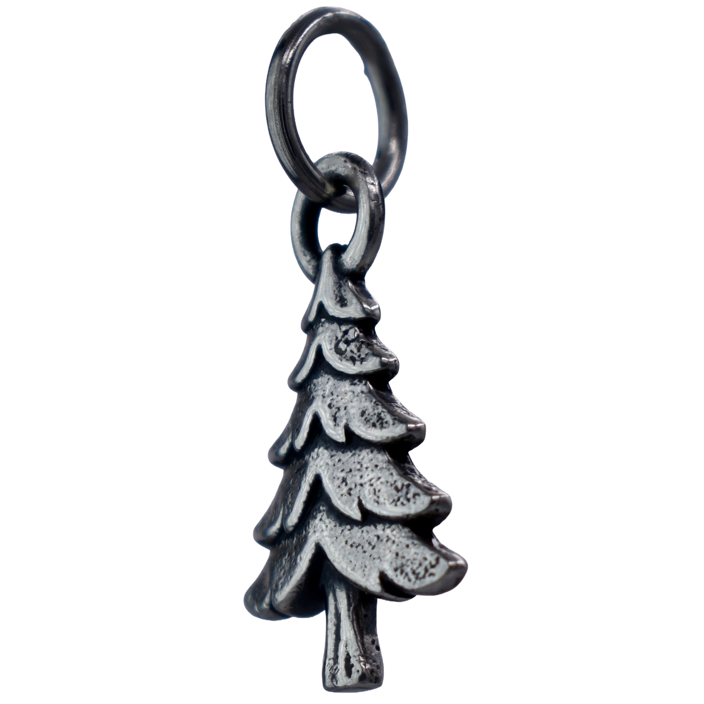a pine tree charm - Handcrafted .925 Sterling Silver Pendant for Bracelets and earrings by The Colorado Charm Company - right sidet view