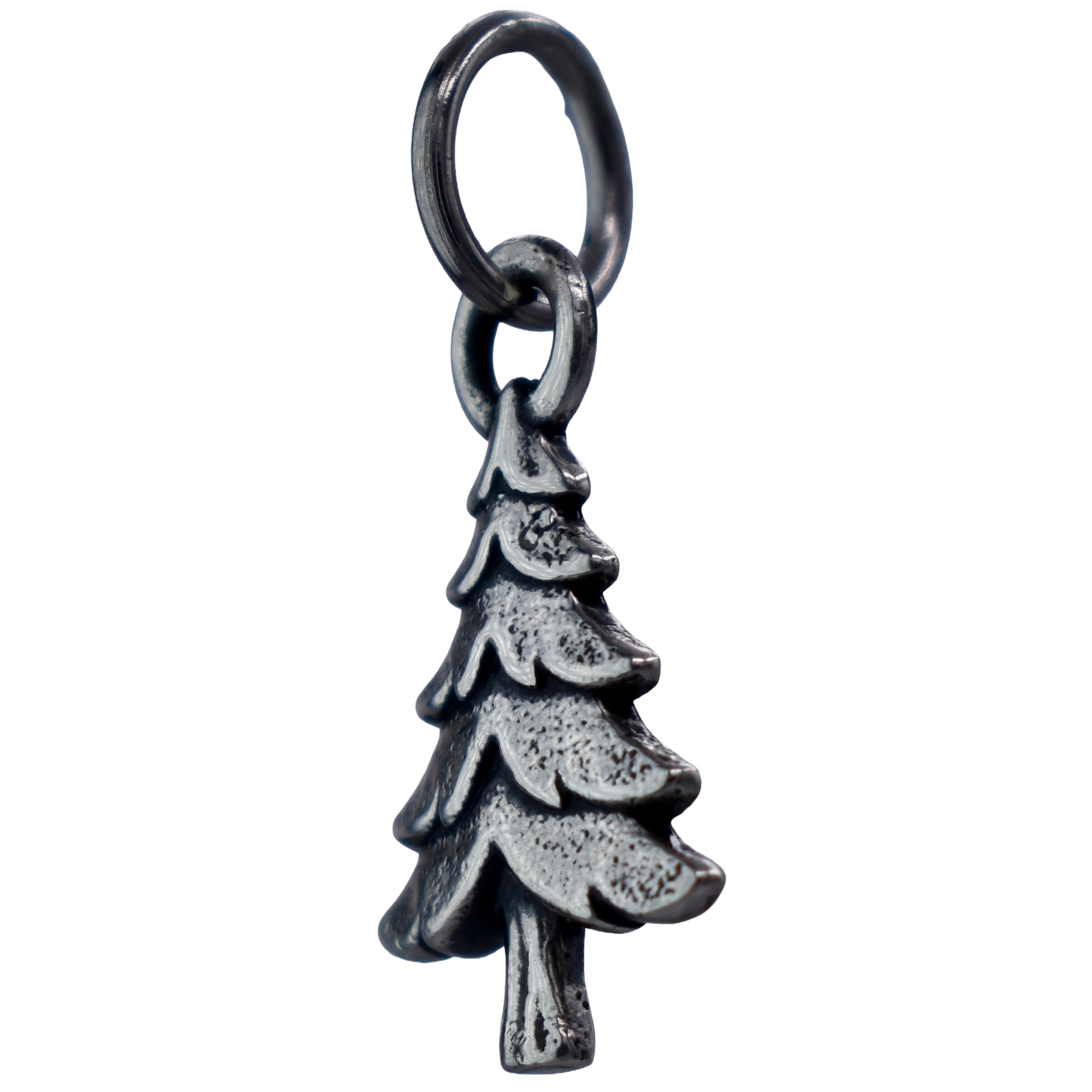 a pine tree charm - Handcrafted .925 Sterling Silver Pendant for Bracelets and earrings by The Colorado Charm Company - right sidet view