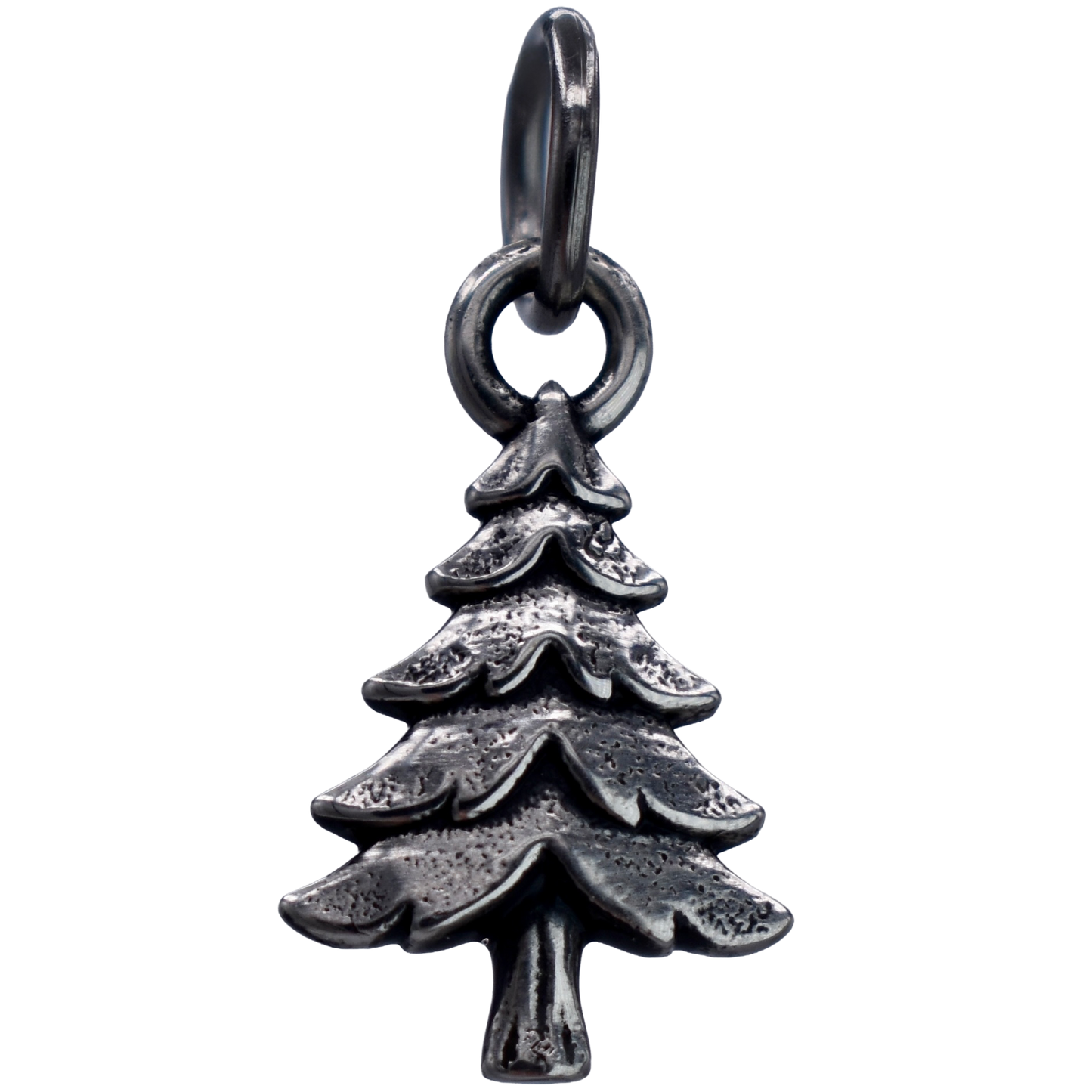 a pine tree charm - Handcrafted .925 Sterling Silver Pendant for Bracelets and earrings by The Colorado Charm Company - Front view