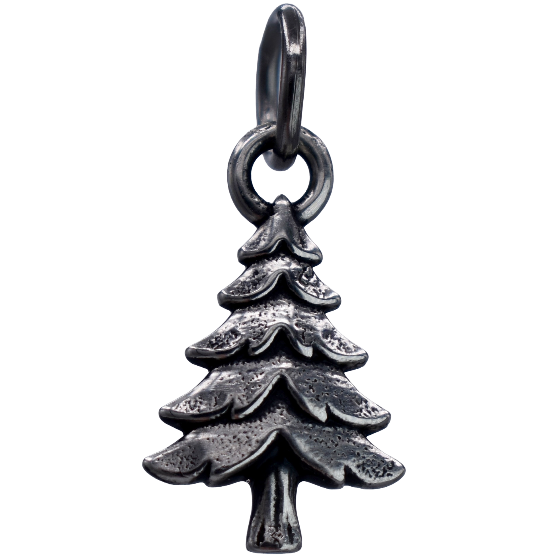 a pine tree charm - Handcrafted .925 Sterling Silver Pendant for Bracelets and earrings by The Colorado Charm Company - Front view