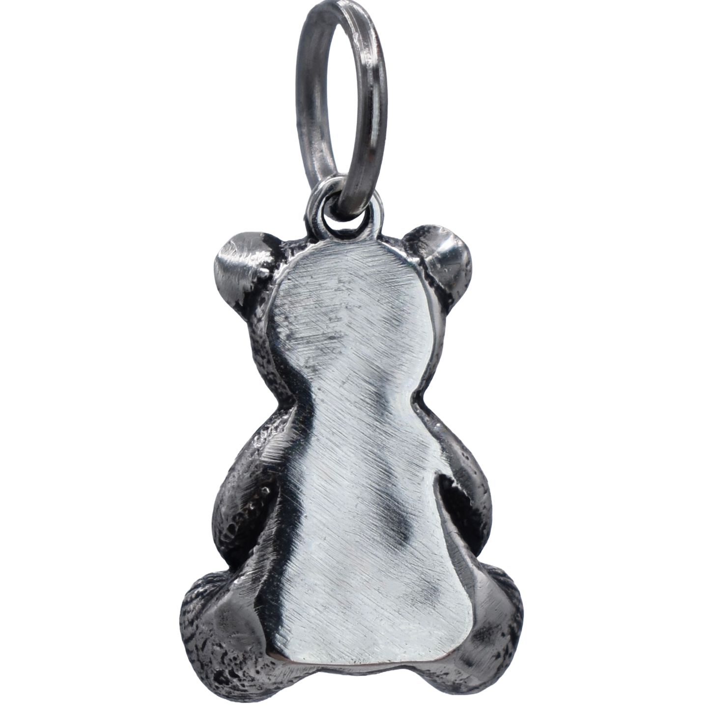 A Classic Teddy Bear Charm - Handcrafted .925 Sterling Silver Pendant for Bracelets and earrings by The Colorado Charm Company - back view