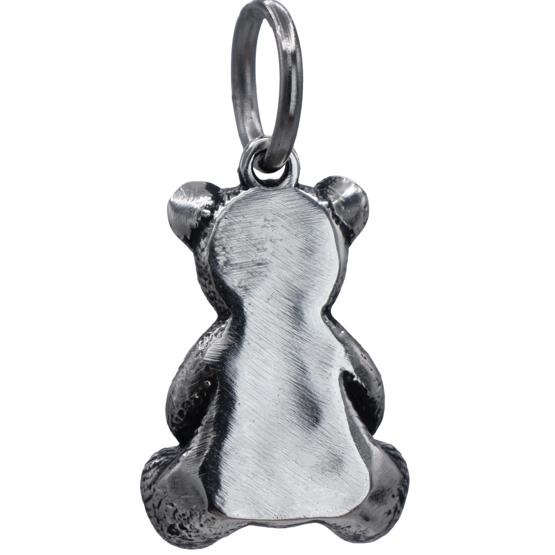 A Classic Teddy Bear Charm - Handcrafted .925 Sterling Silver Pendant for Bracelets and earrings by The Colorado Charm Company - back view
