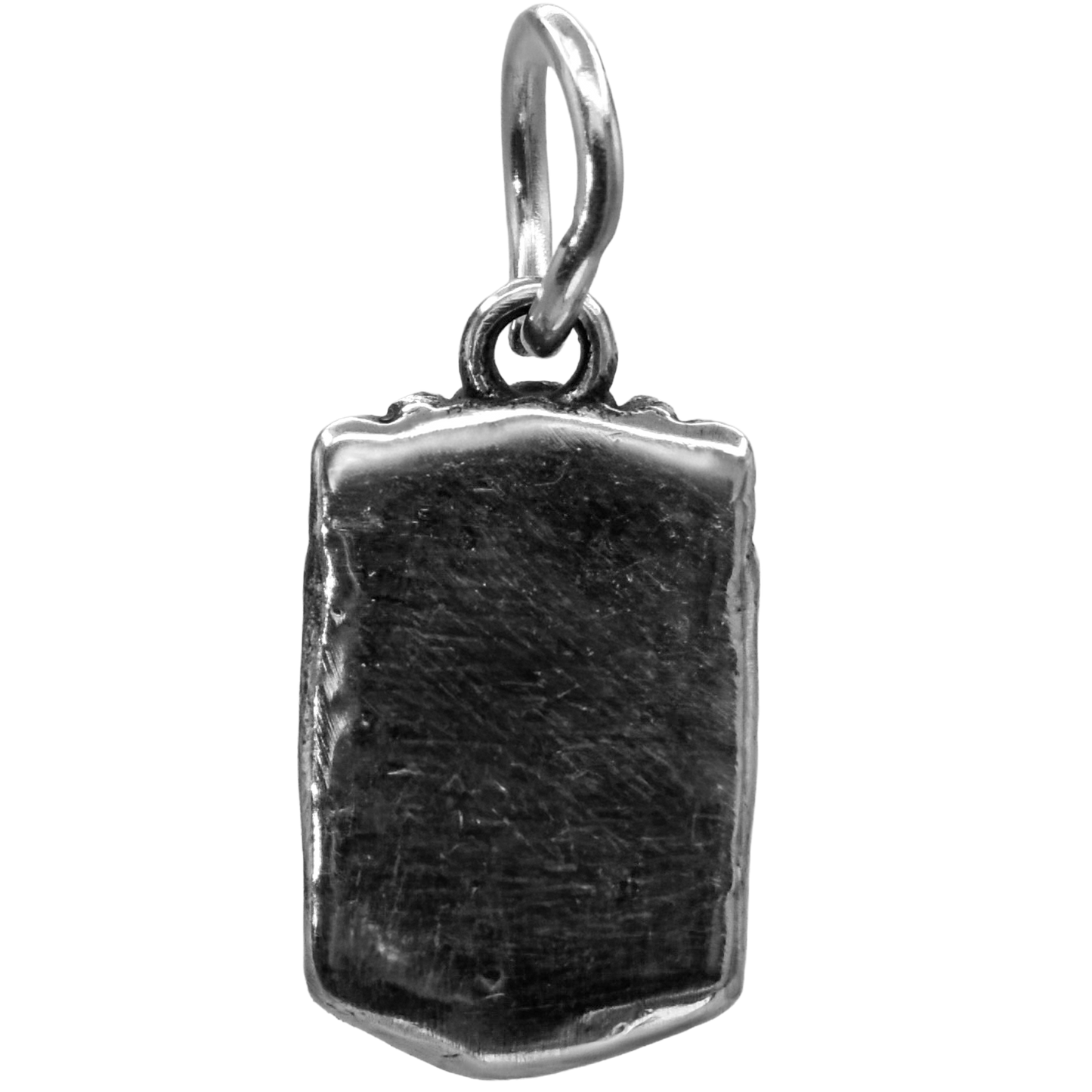 a tiki mask charm - Handcrafted .925 Sterling Silver Pendant for Bracelets and earrings by The Colorado Charm Company - back view