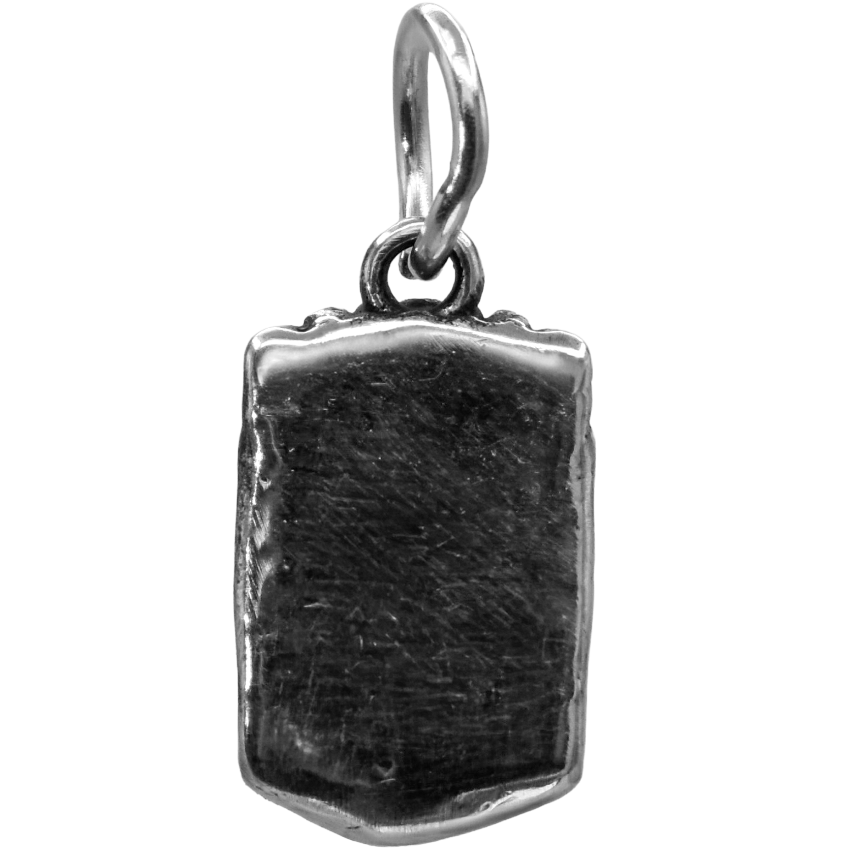 a tiki mask charm - Handcrafted .925 Sterling Silver Pendant for Bracelets and earrings by The Colorado Charm Company - back view
